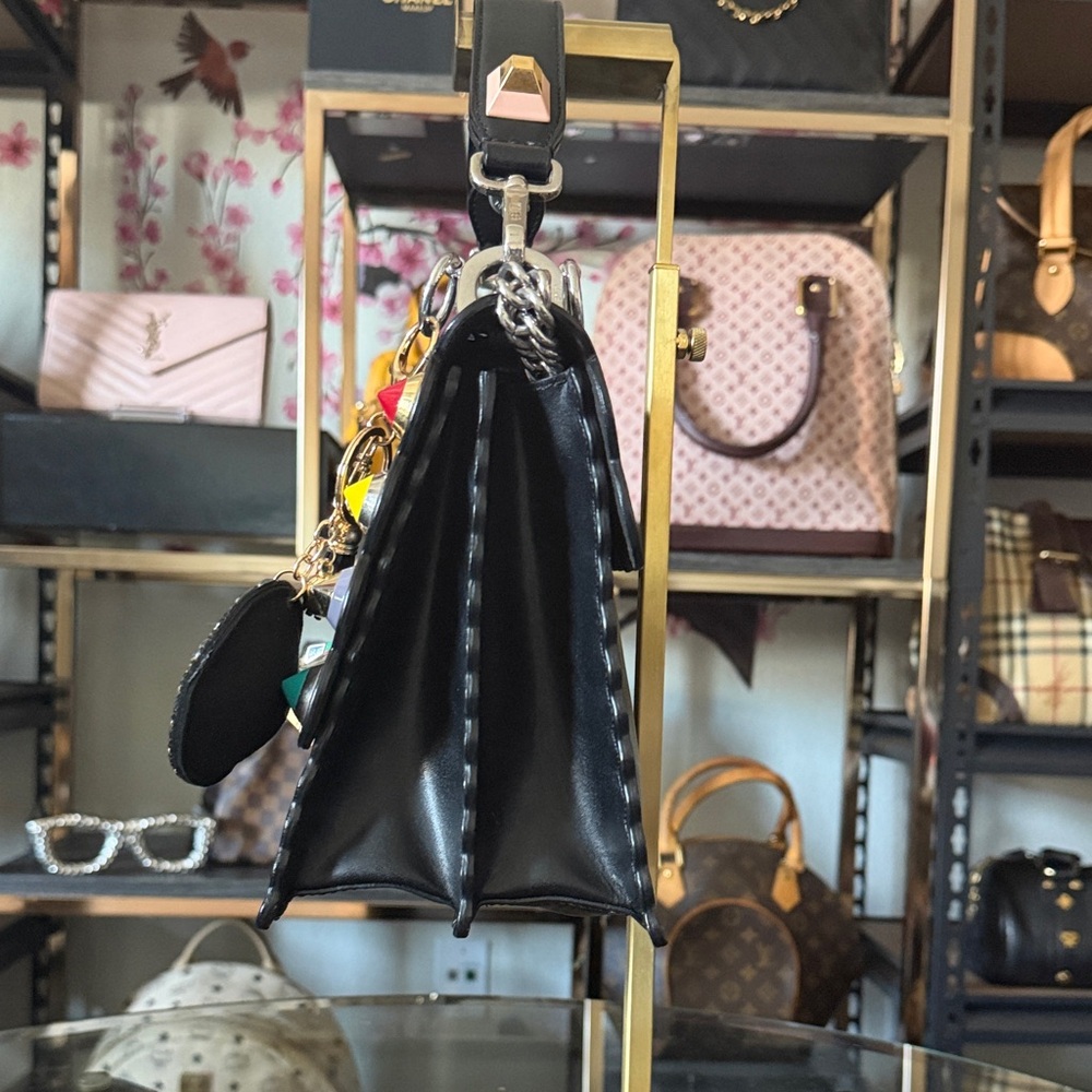 Fendi Black Kani Leather Satchel with Multicolored Stud Accents and Charm - Picture 3 of 7